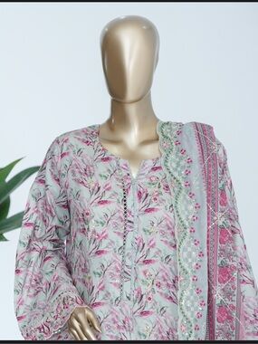 Floral Pink & Mint Printed Kurta Set